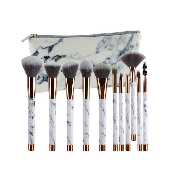 

1set marble type makeup brush set concealer eyehadow brush kit with pu marble carry bag foundation powder blush eyehadow