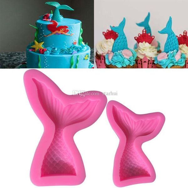 

new mermaid shaped mould pink silicone mold for cake chocolate baking candy maker diy cake soaps kitchen tools bakeware wx9-457