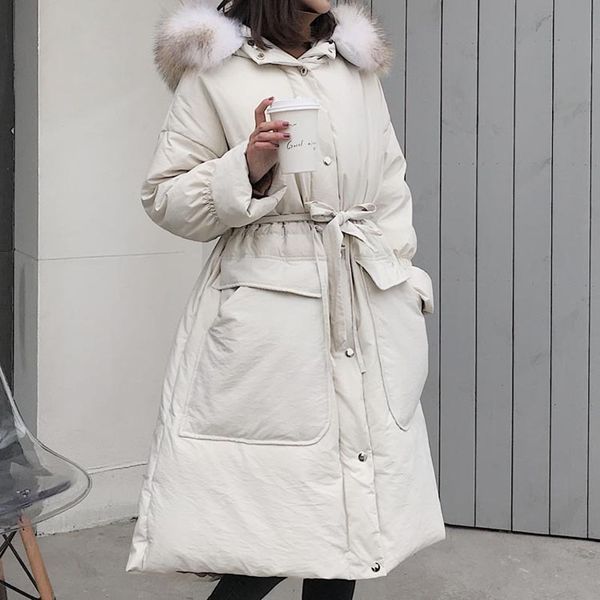 

new foreign trade women's down coat korean version of the princess sleeves long section thick down jacket female winter, Black
