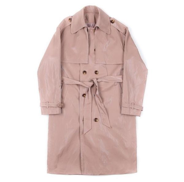 2021 Glitter Mens Trench Coats Man Patent Leather Pu Coat Men Loose