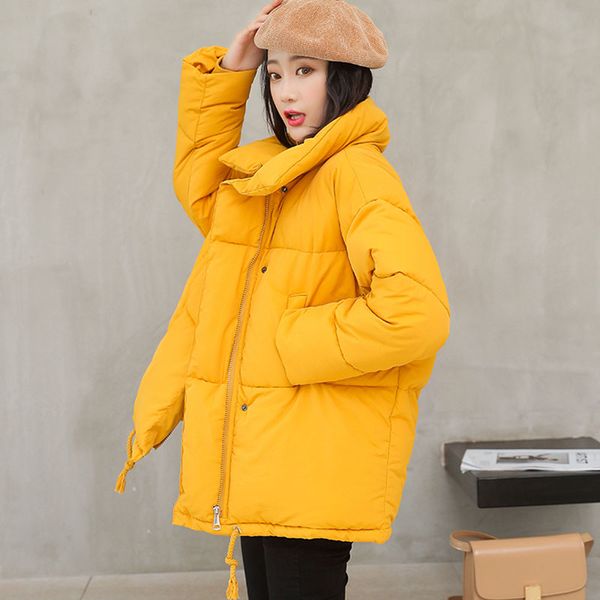 

2018 winter coat women medium-long loose wadded harajuku snow parka thick cotton warm down jacket plus size outwear, Black