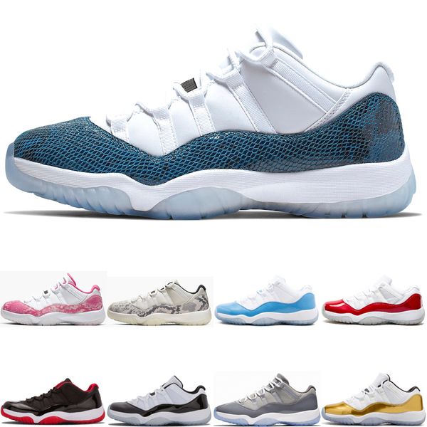 

new fashion 11 navy blue snakeskin 11s basketball shoes light bone pink snakeskin men women designer sport trainers sneakers size 5.5-13