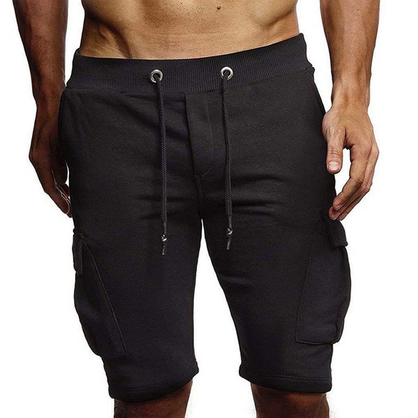 

heflashor марка workout бег шорты повседневных мужчины твердой длина колена shortpants кармана hip hop streetwear кулиской мужская шорты, White;black