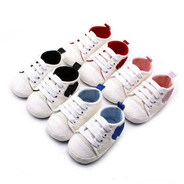 

infant baby girls boy canvas shoes bandage love prewalker first walkers antislip soft sole newborn casual sports shoes sneakers, Black;red
