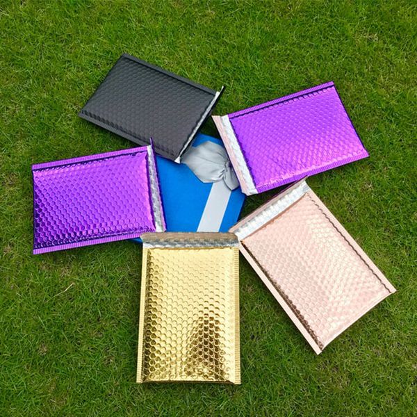 

25pcs aluminzing space poly purple bubble bag mailer waterproof mailing envelopes birthdays bright surface gifts bag 18x23cm+4cm