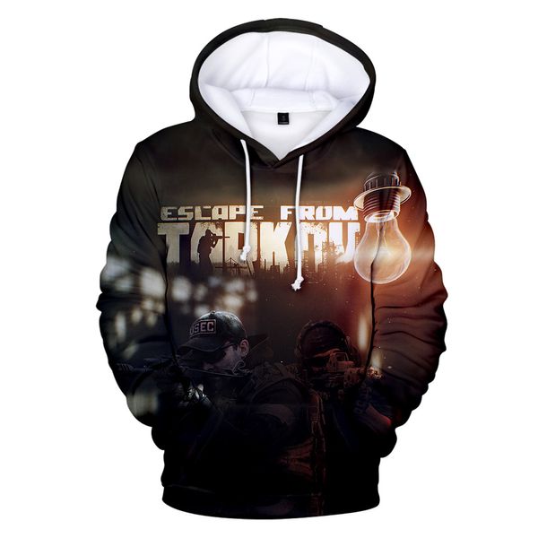 Fashion-Hot Game Escape from Tarkov Felpe con cappuccio da uomo a maniche lunghe 3D Felpe con cappuccio Autunno Inverno Comodi pullover Stampa 3D con cappuccio