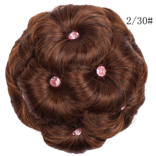 13cm Brown Female Wig Hair Ring Curly Bride Makeup Diamond Bun