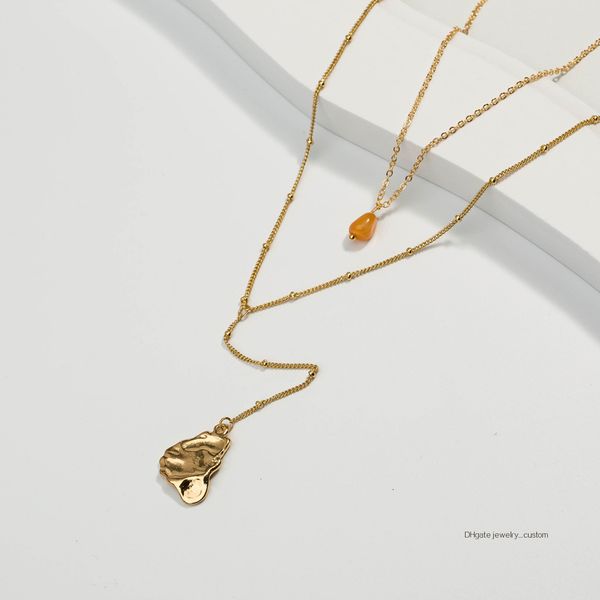 

золотое ожерелье из натурального камня золотая специальная форма beat drip pendeloque cut, Silver