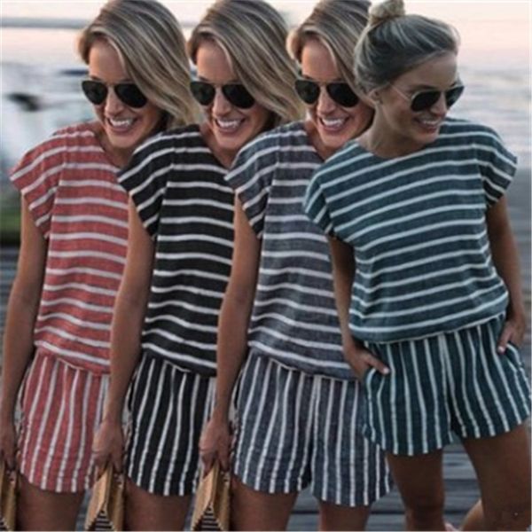 

two piece dress fashion striped woman sets summer short sleeve women tracksuit 2 set female sweatsuit, White