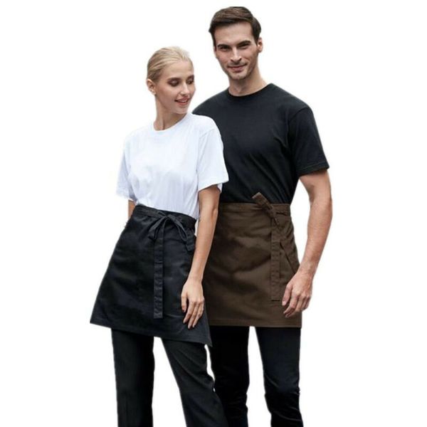 

us fashion women men home kitchen solid color half short waist apron cooking bar pub cafe server waiter waitress
