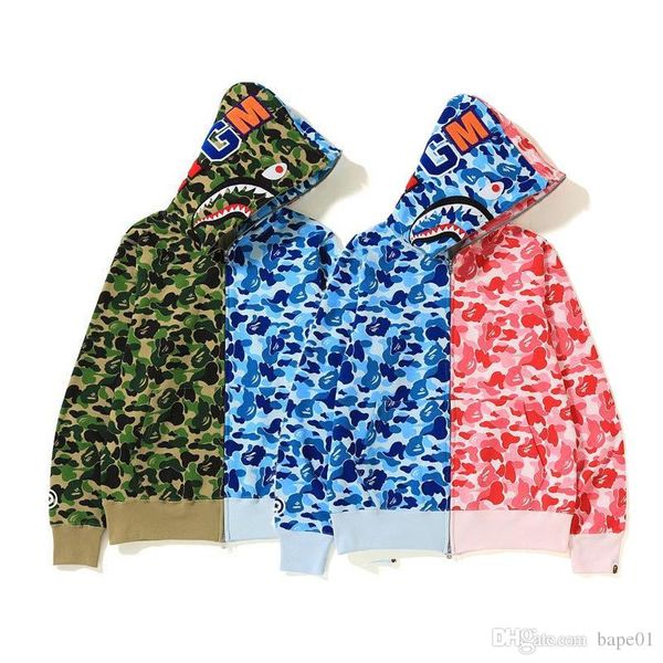 

bape mens zipper hoodies new fashion men women long sleeve hoodie bape mens joining together printed zipper hoodie jacket, Black
