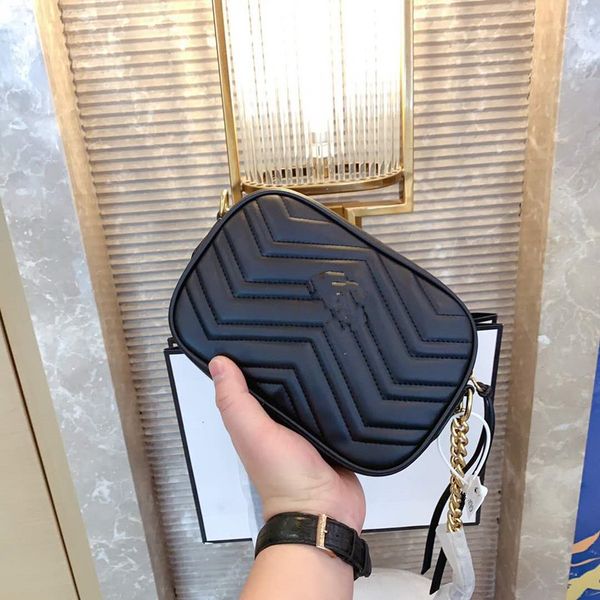 

new female fashion genuine leather handbags joker diamond lattice chain shoulder women bucket bags woman camera bag lady luxury handbags