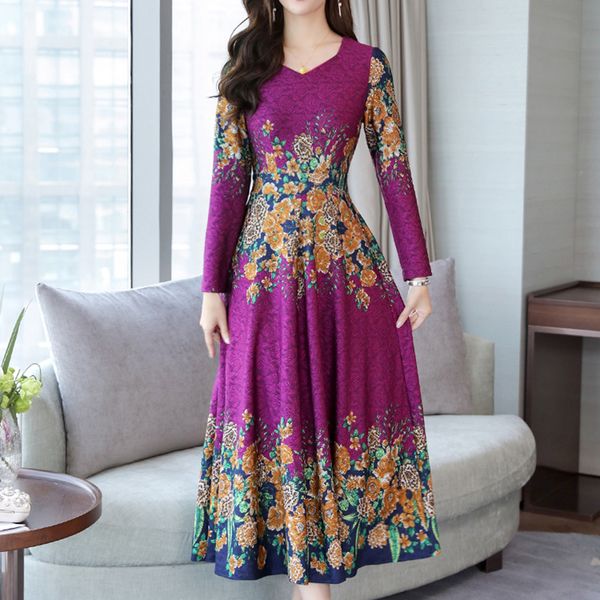 

temperament dresses autumn 2019 new ladies long dress slim plus size long sleeve elegant dress women vestidos, Black;gray