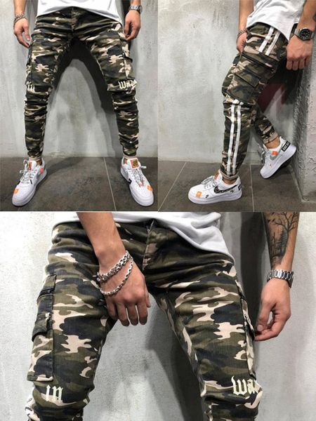 

men's striped jeans skinny army green stripe witn pockets street and workwear pocket style trousers fashion full length pants, Blue