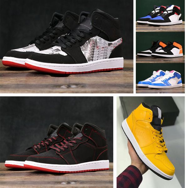 

2019 latest 1 mid releasing basketball shoes 1s white blue red 852542-061 1 1s high og men's women's sports shoes