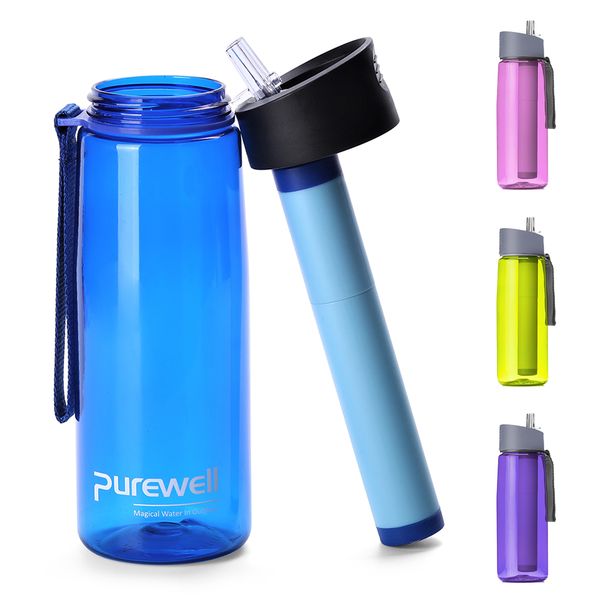 

new 650ml outdoor camping water filter bottle water filtration bottle purifier replacement filter straw for camping hiking t