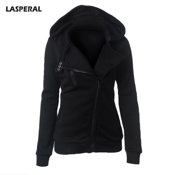 

lasperal 2017 winter warm jackets coat women fashion hooded slim fit zipper hoodies feminine autumn casual solid windbreak, Black;brown