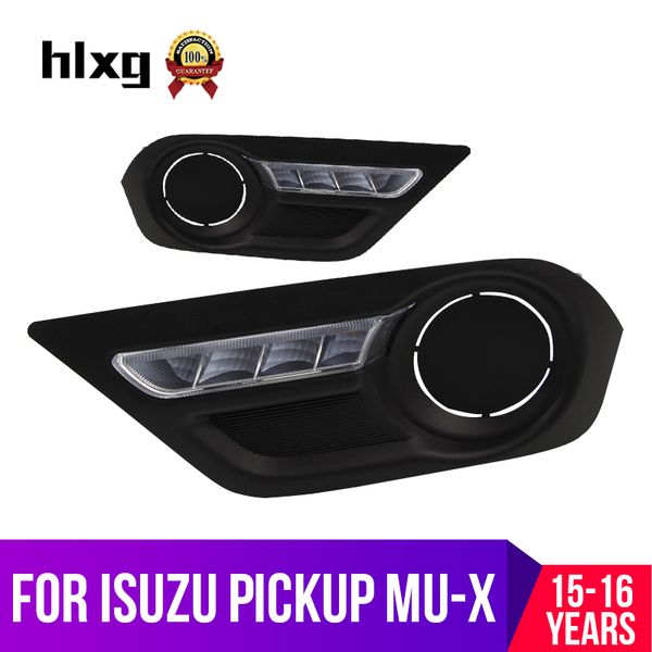 

hlxg led daytime running lights for isuzu mu-x mux 2015 2016 fog lamp 12v abs drl car styling with yellow turn signal lights