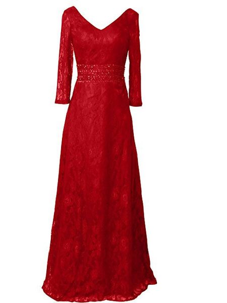 

lace long evening dresses 2020 long sleeves evening gown beading waist prom dress grape purple red royal blue, Black;red