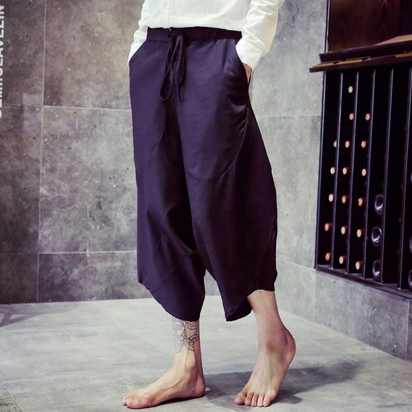 

27-44 2018 men's clothing gd hair stylist fashion personality design casual leisure hip-hop wide leg pants plus size costumes, Black