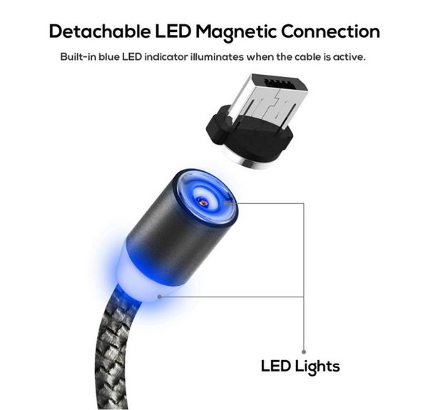 

1m magnetic fast charing cable type c micro usb cord lead for cellphone