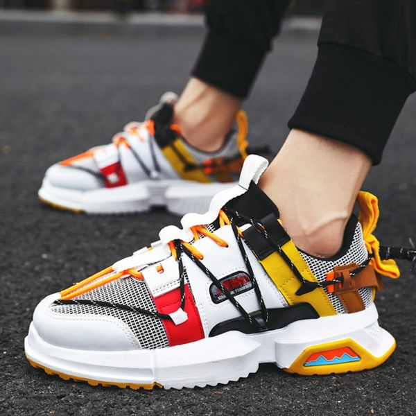 

spring male hip hop high-shoes gz colorful kanye chunky sneakers cross tied tenis casual breathable shoes zapatos hombre