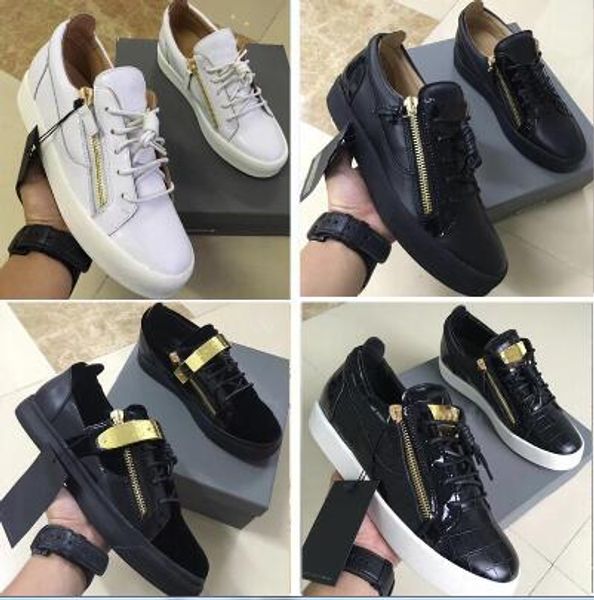 

new design low cut zipper shoes leather casual couple sneakers outdoor mens womens arena race runner shoes, Black