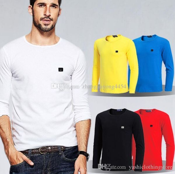 

2018 футболка мужчины сплошной цвет slim fit с длинным рукавом футболка мужчины мандарин воротник повседневные футболки бренд топы тройники, White;black