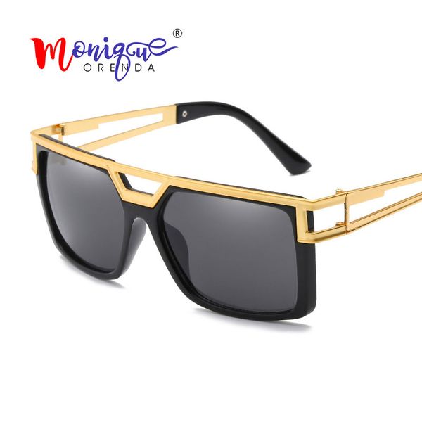 

luxury oversized square sunglasses women metal frame gradient lens brand glasses designer hollow male female shades uv400, White;black