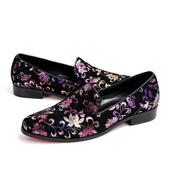 Neue Männer Wildleder Wohnungen Schuhe Blume Party Hochzeit Handgemachte Männer Müßiggänger Italienische Formale Kleid männlichen paty prom sh Mode Rauchen hausschuhe Große Größe