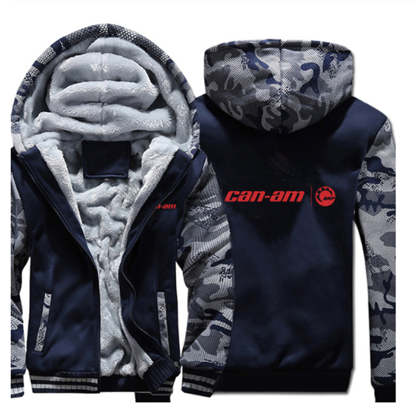 

2020new can am motorcycles hoodies winter camouflage sleeve jacket winter thicken warm fleece cotton zipper raglan coat