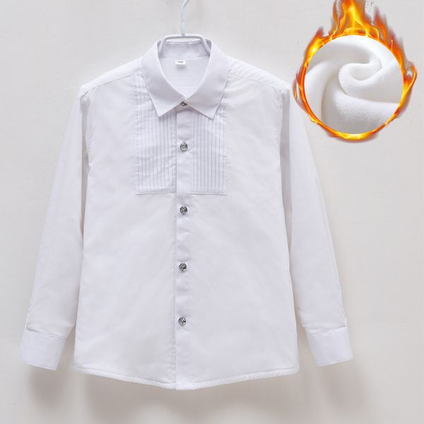 

t003 мода белого хлопок рубашка с бархатной мальчик осенней одеждой с длинными рукавами толстых рубашек, White;black