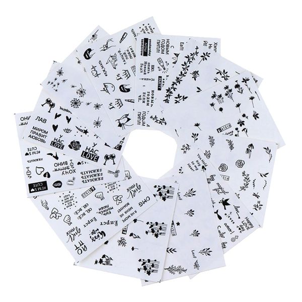 

12pcs cute nail art stickers tips flower decals stencils mixed styles