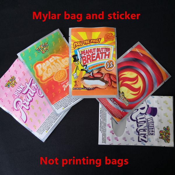 

Peanut Butter Breath Smell Proof Mylar Bags pink White runtz peach kobbler Gasolina with Ziplock Stand Up Pouch Packaging Bags No.1
