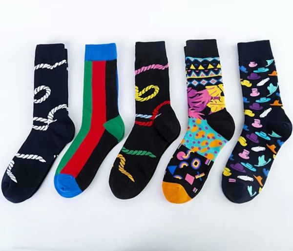 

моды случайные носки хлопка для мужчин известный бренд хип-хоп мультфильм картина полоса спортивные носки eur 40-46 5 цветов 10 пар / серия, Black