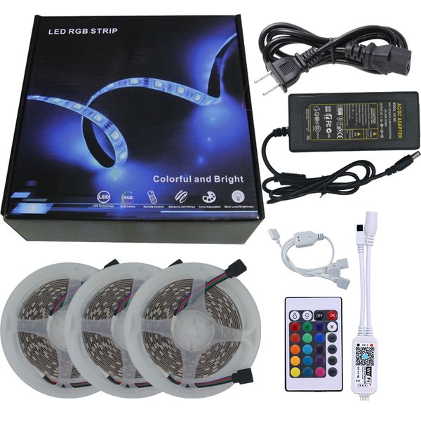 

wifi rgb led strip 5m 10m 15m string light гибкая светодиодная лента лента 5050 светодиодных ламп с контроллером us power plug