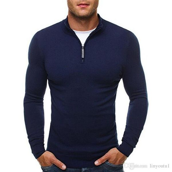 

мужские свитера для 2019 свитер пуловер мужчины повседневная slim fit вязаный свитер мужская классический молния высокий воротник мужской св, White;black