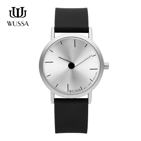 

wussa note series simple neutral quartz couple watch, Slivery;brown
