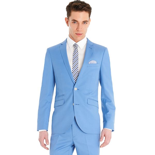 

пользовательские slim fit groom tuxedos sky blue groomsmen мужские свадебные костюмы мужчин костюм groomsmen жених одежда (куртка + брюки, White;black