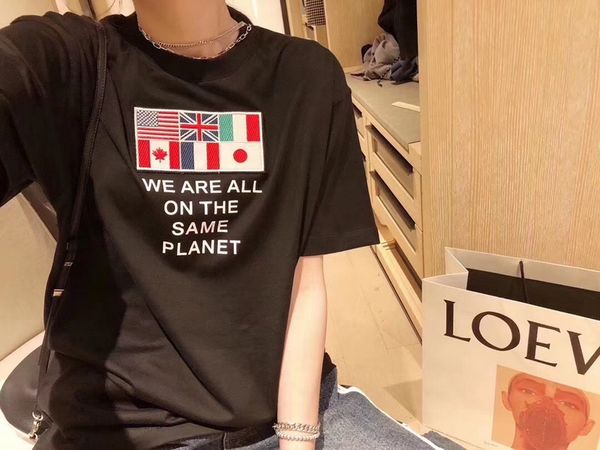 

designer women tee luxury summer t shirt with we are on the same plant words print casual tees mens clothes size s-2xl#3, White