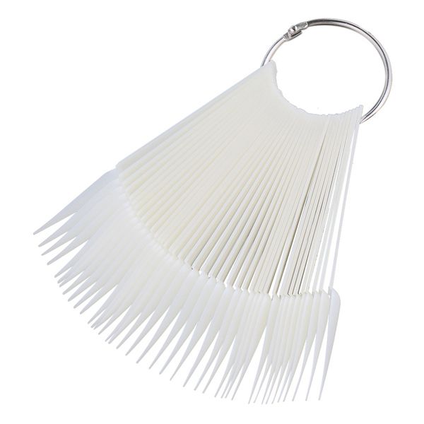 

new-40pcs sharp fan shaped nail art false tips polish gel color practice display showing card sticks manicure tool