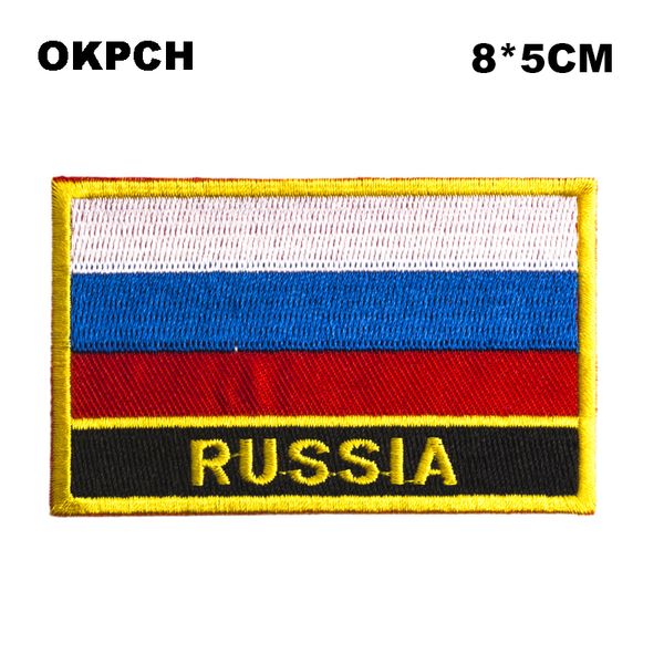 Frete Grátis 8 * 5 cm Rússia Forma Bandeira México Bordado de Ferro no Remendo PT0054-R