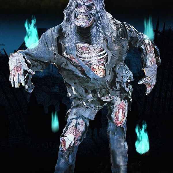 

purim stage wear performance hole man zombie cosplay costumes halloween carnival clothing set with mask gloves scary costumes, Blue