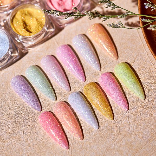 

holographic powder on nails laser silver glitter chrome nail powder dip shimmer gel polish flakes for manicure pigment, Silver;gold