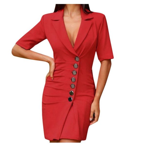 

fashion office ladies suit women blazer dress double breasted button front style long sleeve dress party k2, White;black