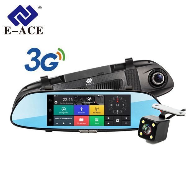 

e-ace d01 gps navigation tracker car dvr 3g wifi camera 7" touch screen android navigators 1080p video recorder rearview mirror