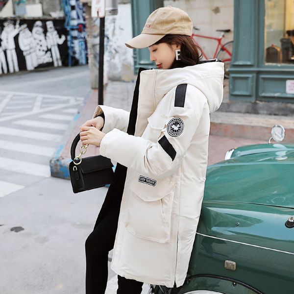 

fashion womens winter jackets fashion hooded female long coat cotton padded oversize womens parka new design 2019, Tan;black