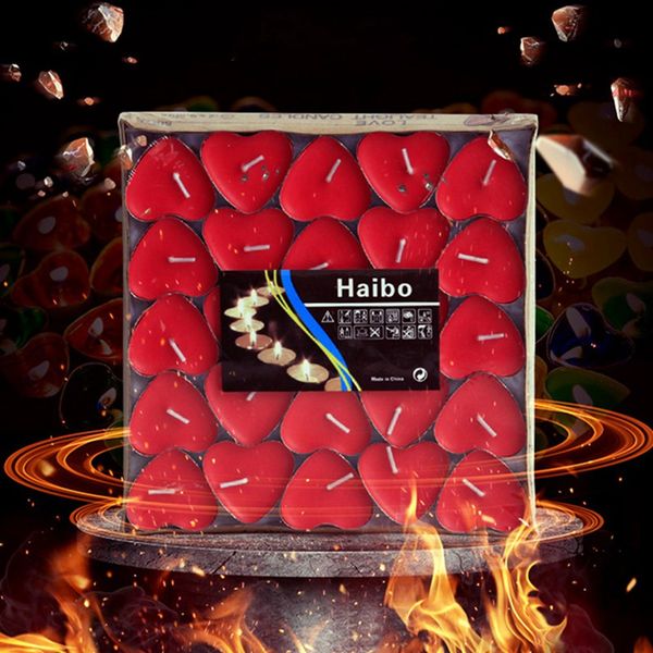 

50pcs/box candles heart shaped red candle romantic love wedding party dinner sweet tealights candle christmas xmas home decor