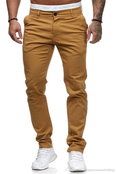 

slim designer mens pants stretch solid color straight mens long pants summer mid waist male apparel, Black
