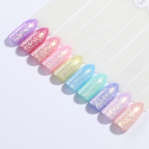 

nail gel ur sugar 7.5ml holographic glitter polish laser pink purple pearl shell semi permanent soak off uv lacquer varnish, Red;pink
